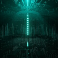 Abstract sphere futuristic background green light. Futuristic concept. 3d illustration. 3d rendering