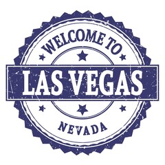 WELCOME TO LAS VEGAS - NEVADA, words written on blue stamp