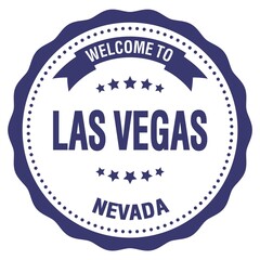 WELCOME TO LAS VEGAS - NEVADA, words written on blue stamp