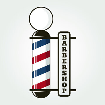 Barber Sign with old fashioned vintage glass Barbershop pole. Vector illustration