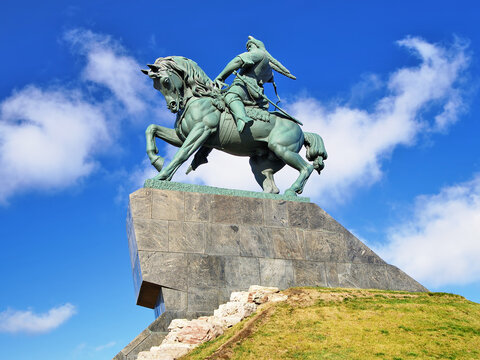 Ufa, Russia. Salavat Yulaev Monument. The monument to the Bashkir national hero was designed by sculptor Soslanbek Tavasiev and unveiled on November 17, 1967.