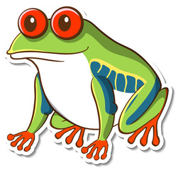 Sticker design with exotic frog isolated