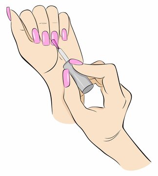 pink nails being painted on white background clip art preview