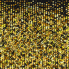 Star Sequin Confetti on Transparent Background. Vector Gold Glitter. Falling Particles on Floor. Isolated Flat Birthday Card. Golden Stars Banner. Voucher Gift Card Template. Christmas Party Frame.