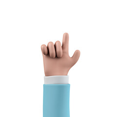 Cartoon character style hand in a pointing pose. 3D Rendering