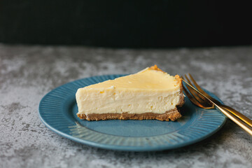 Bakery products. A piece of homemade cheesecake. Dessert.