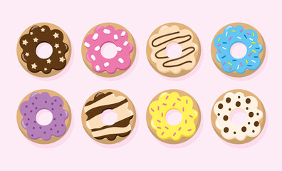 Obraz premium A set of delicious donuts of different designs