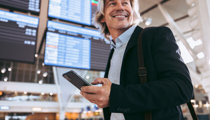 Business traveler at international airport