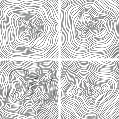 Abstract tree rings. Vector topographic map concept. Seamless background. Thin black lines on white
