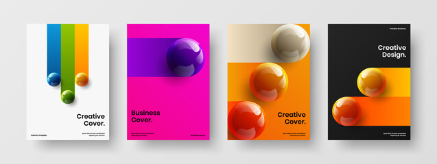 Isolated realistic spheres corporate identity illustration collection. Creative leaflet design vector template set.