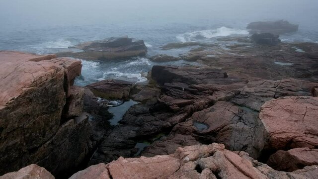 Rough coastline of Acadia National Park, Maine, USA.