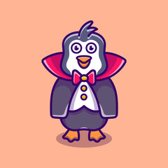 cute vampire penguin cartoon illustration