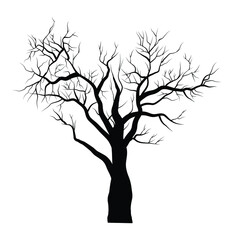 Dead tree icon vector illustration isolated on white background. Tree silhouette.