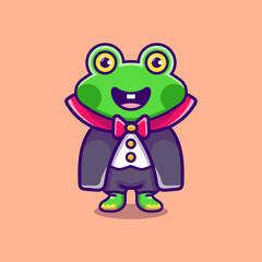 cute vampire frog cartoon illustration