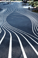 Lines on the concrete at the urban park