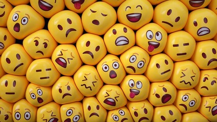 Crowd of people in a small space represented with emoticons. - obrazy, fototapety, plakaty