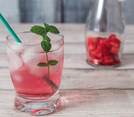 A glass of pink lemonade