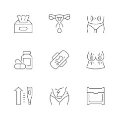 Set line icons of menstruation