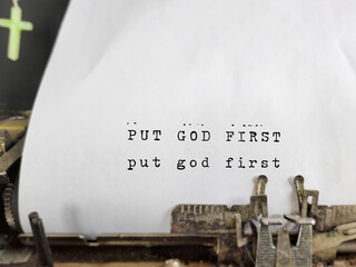 Religion Concept - put GOD first text background.Stock photo.