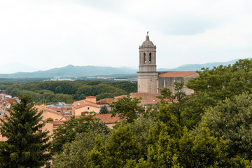 Fototapeta na wymiar Tower view from the top in Girona