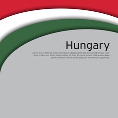 Abstract waving hungary flag. Paper cut style. Creative background for design of patriotic holiday card. Hungary national poster. State hungarian patriotic cover, flyer. Vector tricolor design