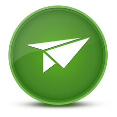 Rocket luxurious glossy green round button abstract