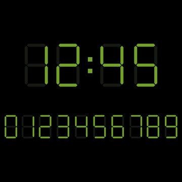 Digital clock number set. Electronic figures. Vector illustration eps 10