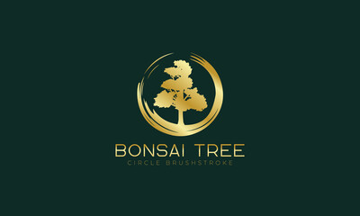 Luxury bonsai tree logo design vector template 