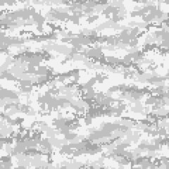 Pale gray pixel camouflage seamless pattern. Vector