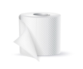 Vector realistic toilet paper roll white blank