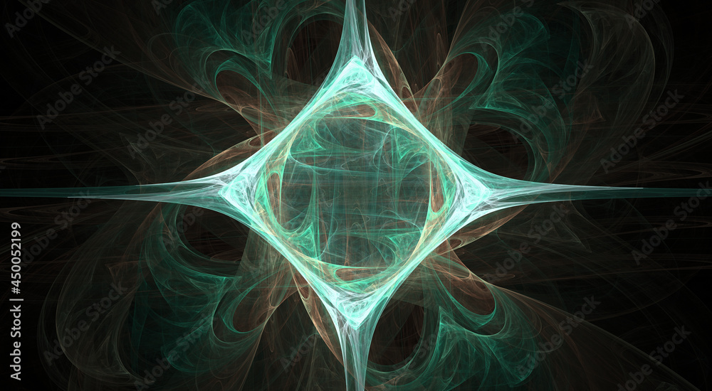 Poster Beautiful Digital Symmetric Fractal cosmic energy vibrant flowing lines and soothing pastel colors