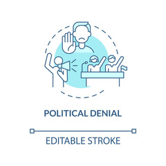 Political denial blue concept icon. Ethical claims and responsibility. Public arguments abstract idea thin line illustration. Vector isolated outline color drawing. Editable stroke