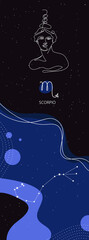 Zodiac background. Constellation Scorpio. The element of water.