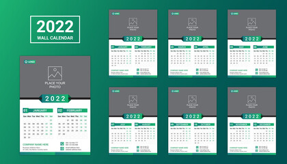 Six Pages Wall Calendar 2022, A3 size with bleed, Print ready, 300 dpi, fully editable