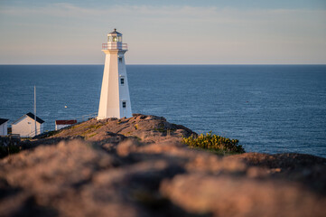 A view of the Cape Spear lighthouse looking towards the Atlantic Ocean from Cape Spear, NL, Canada. 