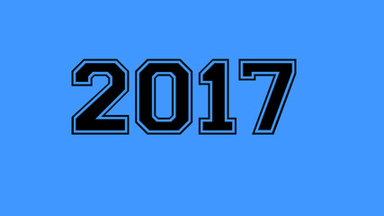 2017 number black lettering blue background - obrazy, fototapety, plakaty