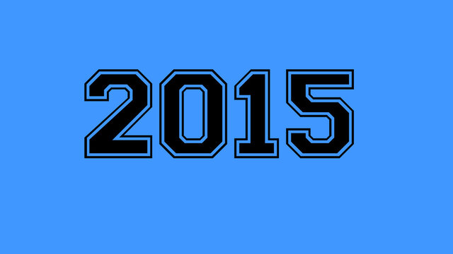 2015 number black lettering blue background