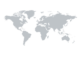 Fototapeta na wymiar World map grey isolated on white background. Flat Earth, Globe worldmap icon. Travel worldwide 