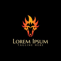 Burning cow head logo vector. Suitable for any industry.