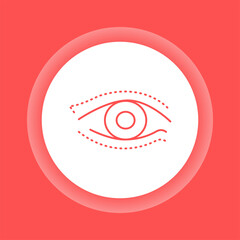 Blepharoplasty color button icon. Eye shape change cosmetic surgery.