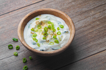 Traditional Indian Raita with Dahi in a bowl