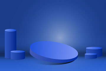 3d Abstract blue background design, tittle wallpaper backdrop design with round podium, Vector