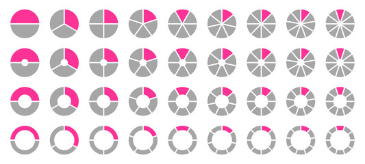 Set Runde Tortendiagramme Grau Pink