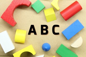 colored toy sticks with the letters ABC