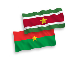 Flags of Burkina Faso and Republic of Suriname on a white background