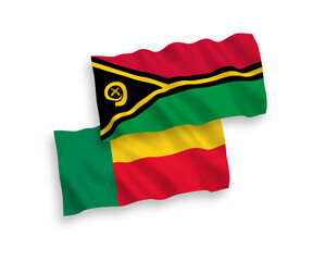 Flags of Republic of Vanuatu and Benin on a white background