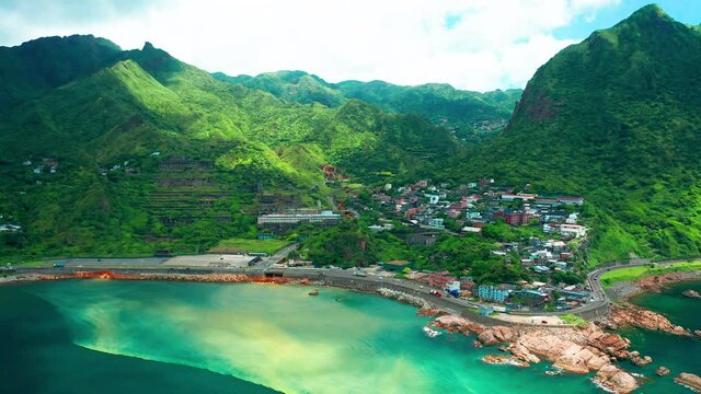 Aerial view of jinguashi and yinyang sea  ,Taiwan.