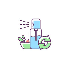 Salad oils refill RGB color icon. Bottle with food dressing. Eco friendly package. Reusable products to reduce carbon print on environment. Isolated vector illustration. Simple filled line drawing