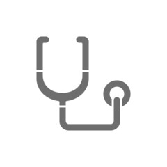 Stethoscope, medical equipment grey icon. Isolated on white background