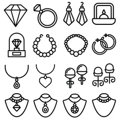 Jewel icon vector set. jewelry illustration sign collection. bijouterie symbol or logo.